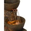 John Timberland Outdoor Floor Water Fountain Three Bowl Floor Cascade 35" for Yard Garden Lawn - 3 of 4