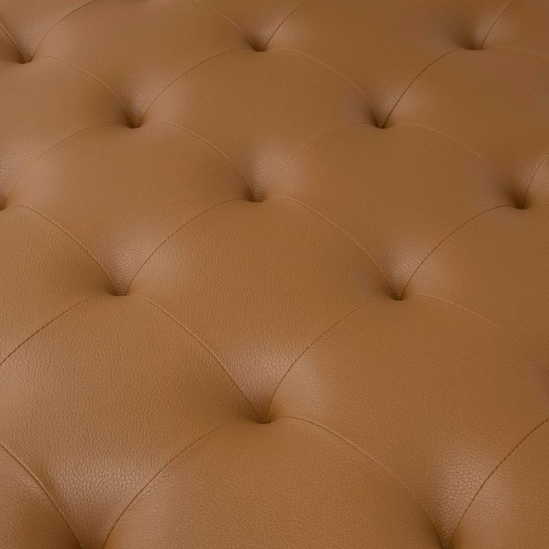 Camber Modern Large Cocktail Tufted Square Ottoman with Metal Frame and Blended Leather - studio designs, 5 of 7
