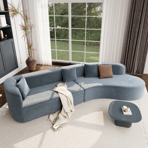 132" Curved Modern Sectional Sofa, 2-Piece Chenille Modular Couch with 4 Pillows for Living Room - ModernLuxe - 1 of 4