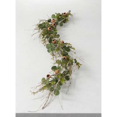 Sullivans Artificial Birch Eucalyptus Pod Garland 4'5L Green