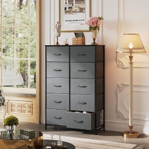 Tall Dresser with 10 Fabric Drawers, Storage Tower with Cabinet, Metal Frame, Organizer Units for Closet - 1 of 4