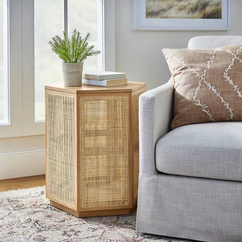 Lomita Rattan Accent Table Natural - Threshold™ designed with Studio McGee, image 2 of 11 slides
