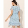 INSPIRE CHIC Women's Ruffle Sleeve Self-Tie V Neck Mini A-Line Floral Dress - 4 of 4