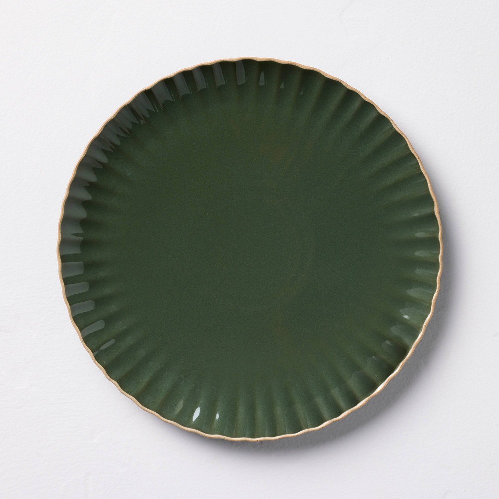 Photos - Plate 10.5" Scallop Stoneware Dinner  Green - Hearth & Hand™ with Magnolia