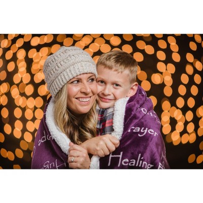 Purple Reversible Faux Fur and Sherpa Throw Blanket