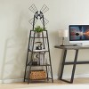 Wood Corner Display Shelf,4-Tier Metal Console Bookshelf with Windmill Design,Living Room Freestanding Industrial Storage Bookshelf-Baofuwish - 3 of 4