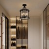 PAKOKULA 4-Light Modern Black Lantern Semi-Flush Mount with Crystal Teardrop Pendant Shade - 3 of 4