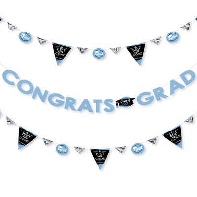 Big Dot of Happiness Light Blue Grad - Best is Yet to Come - 2021 Grad Party Letter Banner Decor - 36 Banner Cutouts and Congrats Grad Banner Letters