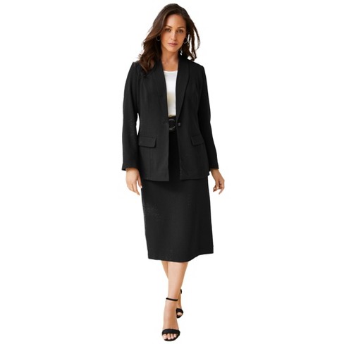 Jessica London Women's Plus Size Single-Breasted Pantsuit, 16 W - Black