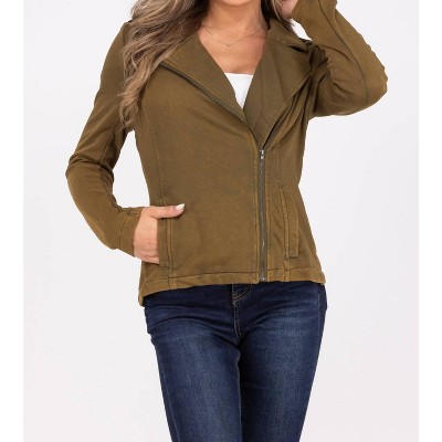 Women's Life Motto Edgy Asymmetrical Zip Up Jacket - Doe and Rae