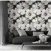 NextWall Ebony and Champagne Graphic Floral Peel and Stick Wallpaper - 2 of 4