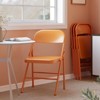 WhizMax Solo Classic Folding Chairs, Industrial Metal, Indoor Auditorium, Padded (Set of 4), Orange - 2 of 4