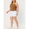 Women's Plus Size Stripe Crew Neck Sleeveless Stretch Camisole - Agnes Orinda - 2 of 4