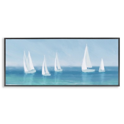 Stupell Industries White Sail Boats Across Coast, 24" x 10"