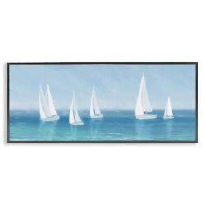 Stupell Industries White Sail Boats Across Coast, 24" x 10" - 1 of 4