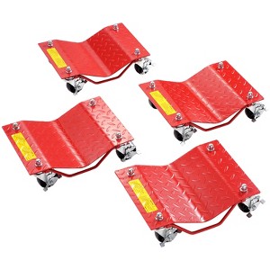 VEVOR Wheel Dolly,8000lbs Capacity Heavy-Duty Steel Car Mover,Wheel Dolly Car Tire Stake Set with Brakes,Vehicle Moving Cart Moving Cars,Set of 4,Red - 1 of 4