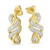 Haus of Brilliance Yellow Plated Sterling Silver Round Cut Diamond Swirl Earrings - 4 of 4