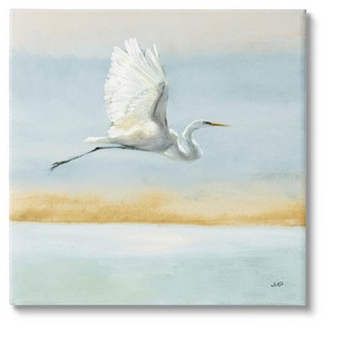 Stupell Industries Egret Bird Flying Ocean Breeze Canvas Wall Art