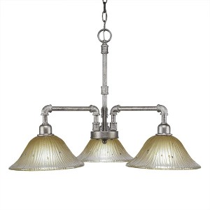 Toltec Lighting Vintage 3 - Light Chandelier in  Aged Silver with 10" Amber Crystal  Shade - 1 of 1