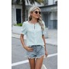 Women Summer Tops Cute Puff Short Sleeve Shirt V Neck Casual T Shirts Loose Fit Blouses - 3 of 4