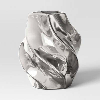 Silver Twisted Ceramic Vase - Threshold™