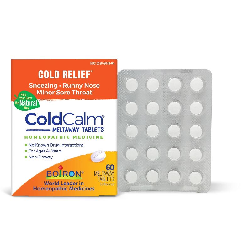 Boiron ColdCalm Cold Relief, Sneezing, Runny Nose and  Minor Sore Throat Tablets - 60ct, 1 of 12