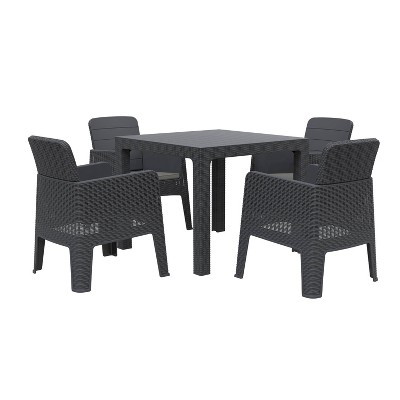 Lucca 5pc Dining Set with Cushions - Black/Gray - DUKAP