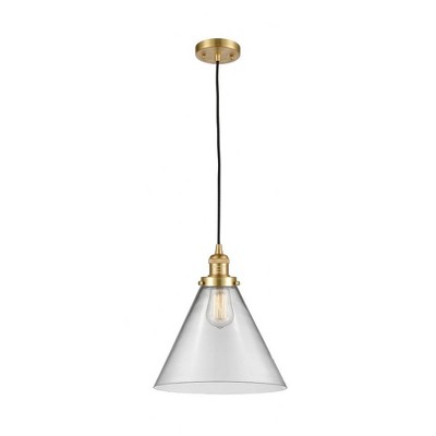 Cone - 1 Light Cord Hung Mini Pendant In Industrial Style-14 Inches Tall and 12 Inches Wide
