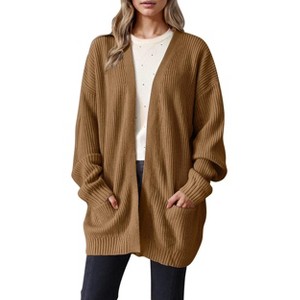 BLUEMING Womens Oversized Cardigans Casual Soft Open Front Long Sleeve Knit Cardigan Sweaters with Pockets - 1 of 3