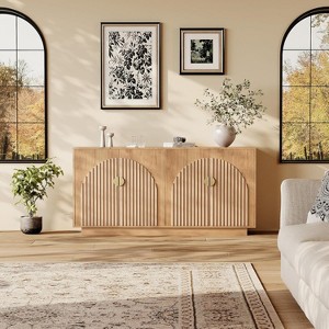 63" Modern Sideboard Buffet Cabinet with Gold Handles - Storage Credenza & Coffee Bar Console Table for Dining/Living Room - 1 of 4