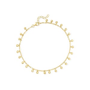 Ross-Simons 18kt Gold Over Sterling Ball Station Anklet Size 9 - 1 of 3