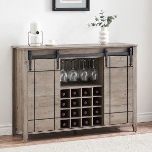 Wine Cabinet with Storage, with Sliding Barn Door, Buffet Sideboard Cabinet with 16 Bottle Wine Rack for Dining, Coffee Bar Cabinet for Dining Room - 1 of 4