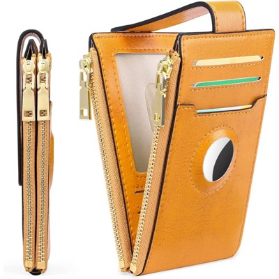 FATMOON Women’s Genuine Leather Bifold Wallet with Built-in AirTag Case – Slim RFID-Blocking Credit Card Holder for Everyday Use, Travel & Gift