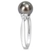 EVERLY JEWELRY |Sterling Silver 1/8 CT TW Diamond 8 - 8.5 MM Black Tahitian Cultured Pearl Fashion Ring - 2 of 4