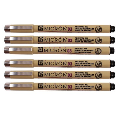 Sakura Pigma Micron Pen Fineliner Black Ink 6/Pack (SAKXSDK0349-6)