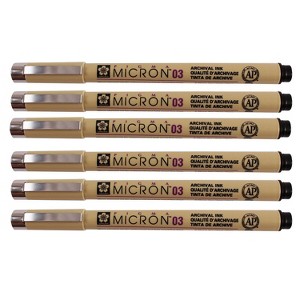 Sakura Pigma Micron Pen Fineliner Black Ink 6/Pack (SAKXSDK0349-6) - 1 of 4