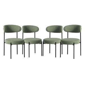WestinTrends Alexandria Mid-Century Modern Upholstered Faux Shearling Round Dining Chairs - 1 of 4