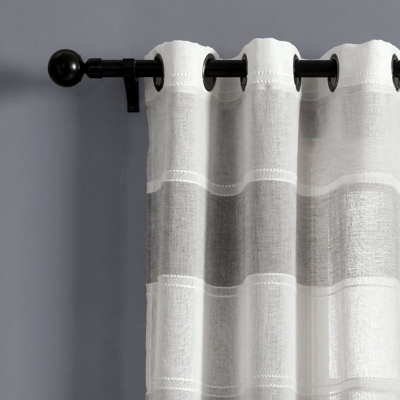 Set of 2 38"x84" Textured Stripe Grommet Sheer Window Curtain Panels - Lush Décor, 3 of 8