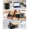 Aoibox Plastic Storage Bins with Bamboo Lids Gray 6 Packs Decorative Stackable Organizing Baskets for Pantry Closet Office - 4 of 4