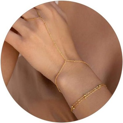 Gold Bracelets for Women, 14K Dainty Gold Plated Stackable Bracelets for Women Trendy Waterproof CZ Tennis Bracelet Set