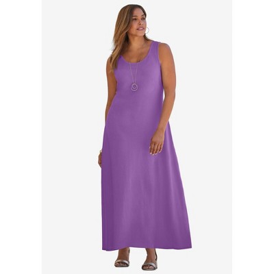 Jessica London Women's Plus Size Stretch Cotton Tank Maxi Dress