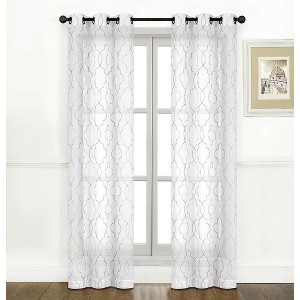 Kate Aurora Living Metallic 2 Pack Bryson Matte Sheer Embroidered Grommet Top Curtain Panels - 1 of 1