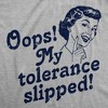 Womens Funny T Shirts Oops My Tolerance Slipped Sarcastic Graphic Novelty Tee For Ladies - Crazy Dog Women's T Shirt - 2 of 4