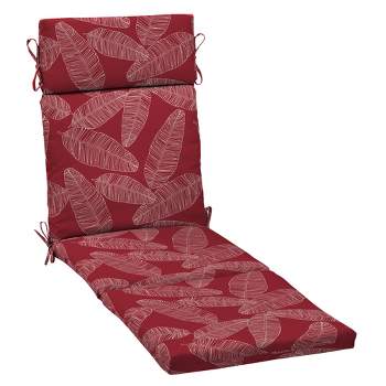 Arden Selections Outdoor Chaise Cushion, 21 x 72, Water Repellent, Fade Resistant 21 X 72, Red Leaf Palm