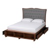 Baxton Studio King Irena Fabric and Wood Platform Storage Bed Gray/Walnut Brown: Upholstered Headboard, 4 Drawers - 3 of 4