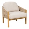 Acacia Wood Outdoor Club Chair with Rope Woven Backrest,Cushioned Patio Club Chair with Teak Finish, Modern Lounge Chair for Garden-Koiai - 2 of 4