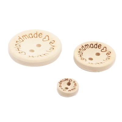 Juvale 450 Piece Wooden Engraved Handmade with Love Button with 2 Holes for DIY Crafts