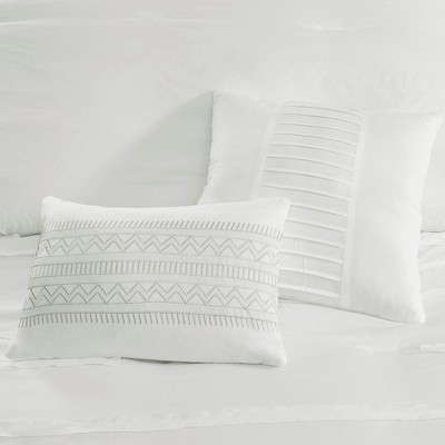 King White Microfiber 8-Piece Comforter Set with Gathered Embellishment