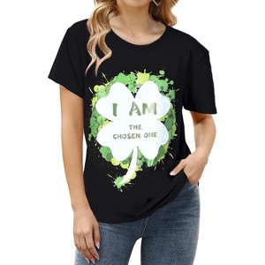 St.Patricks Day T-Shirt, Women Shamrock T-Shirt, Irish Shirt Funny St.Patricks Day Shirt with Shamrock Glasses for Women - 1 of 4
