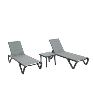 GlasFlength Patio Lounge Chair, Set of Two with Adjustable Backrest, Multi-Function Lounge Chair for Poolside, Patio, Gray, 64.41" * 26.69" * 27.56" - 1 of 4